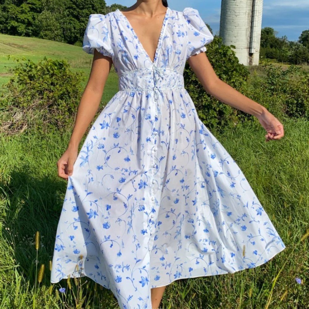 Hill House Home Sabrina Botanical Blue Dress